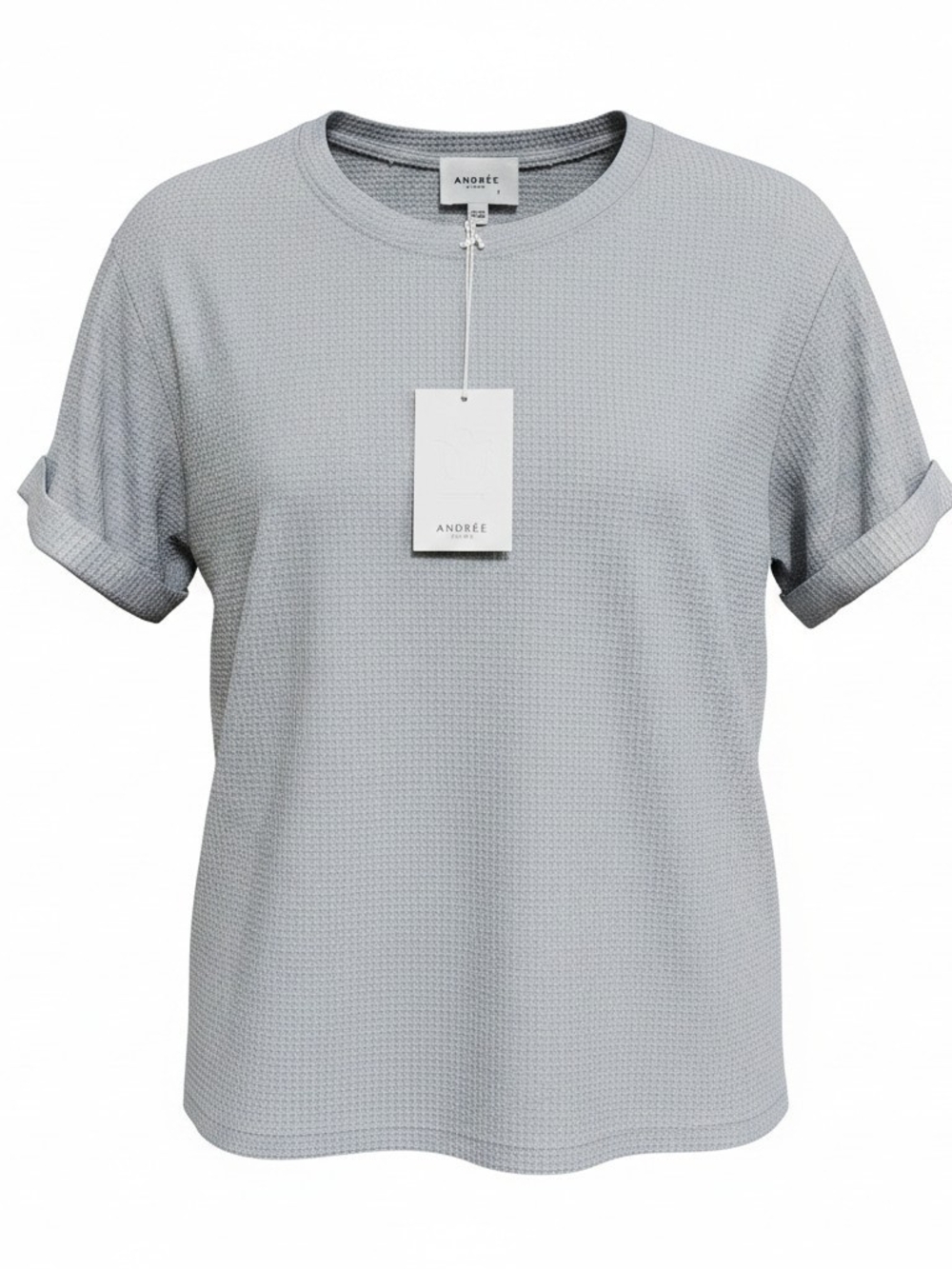 Andre By Unit Light Gray Short Sleeve Textured Women's Tee